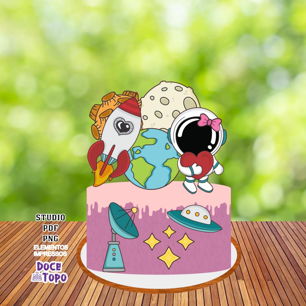 Topo de Bolo Astronauta 08 Studio/PDF/PNG