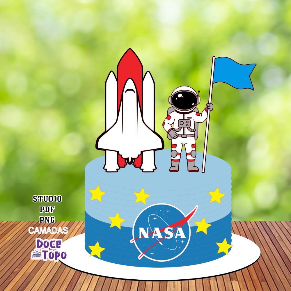 Topo de Bolo Astronauta Nasa Studio/PDF/PNG