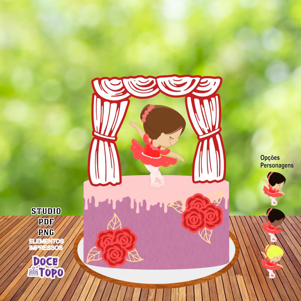 Topo de Bolo Bailarina 14 Studio/PDF/PNG