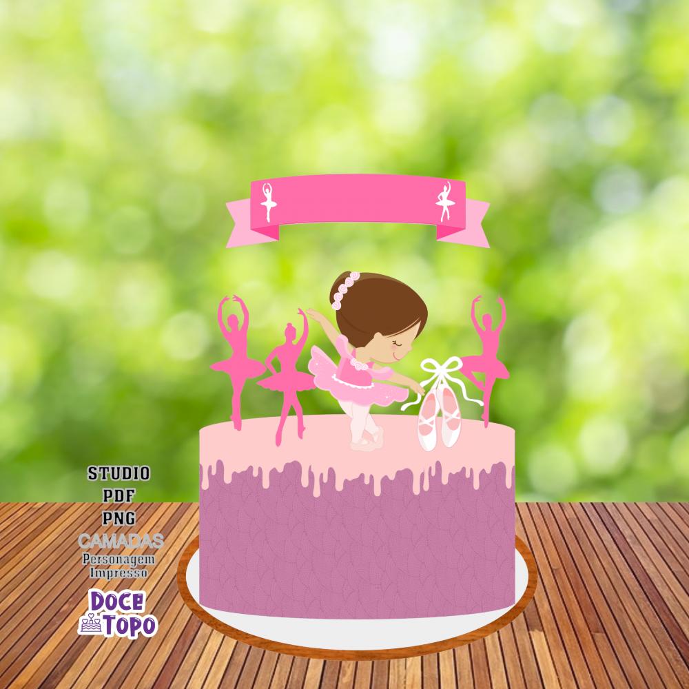 Topo de Bolo Bailarina 16 Studio/PDF/PNG