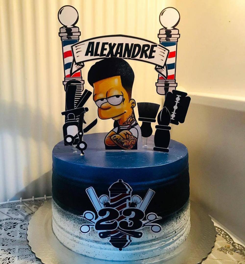 Topo de Bolo Barbearia Bart Simpson Studio/PDF/PNG