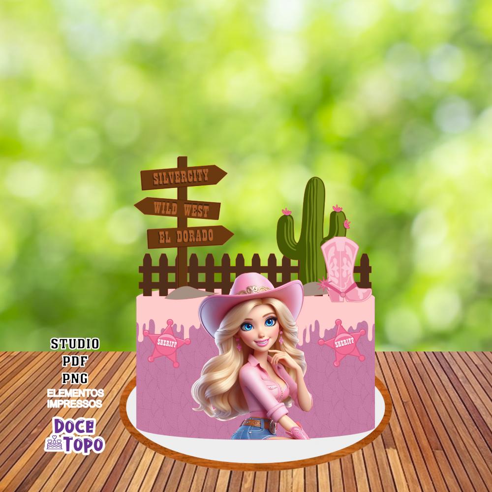 Topo de bolo Barbie Boiadeira 01 Studio/PDF
