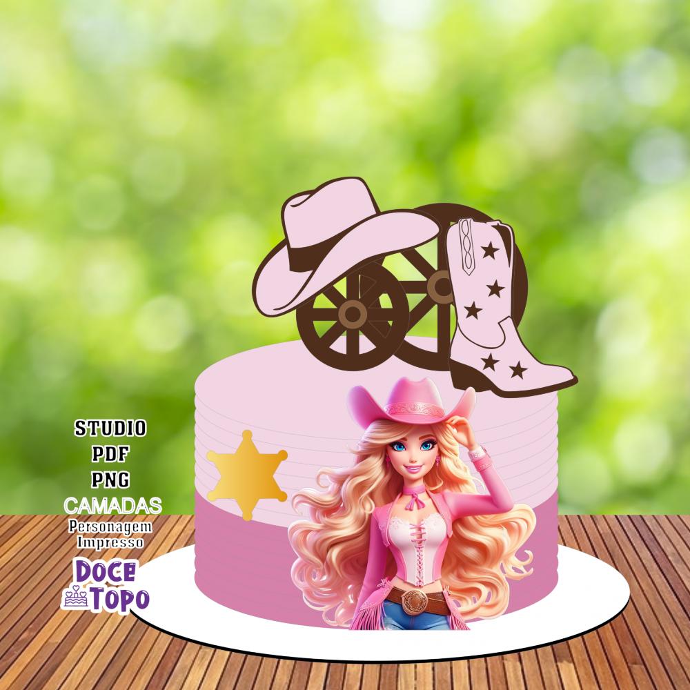 Topo de bolo Barbie Boiadeira 03 Studio/PDF