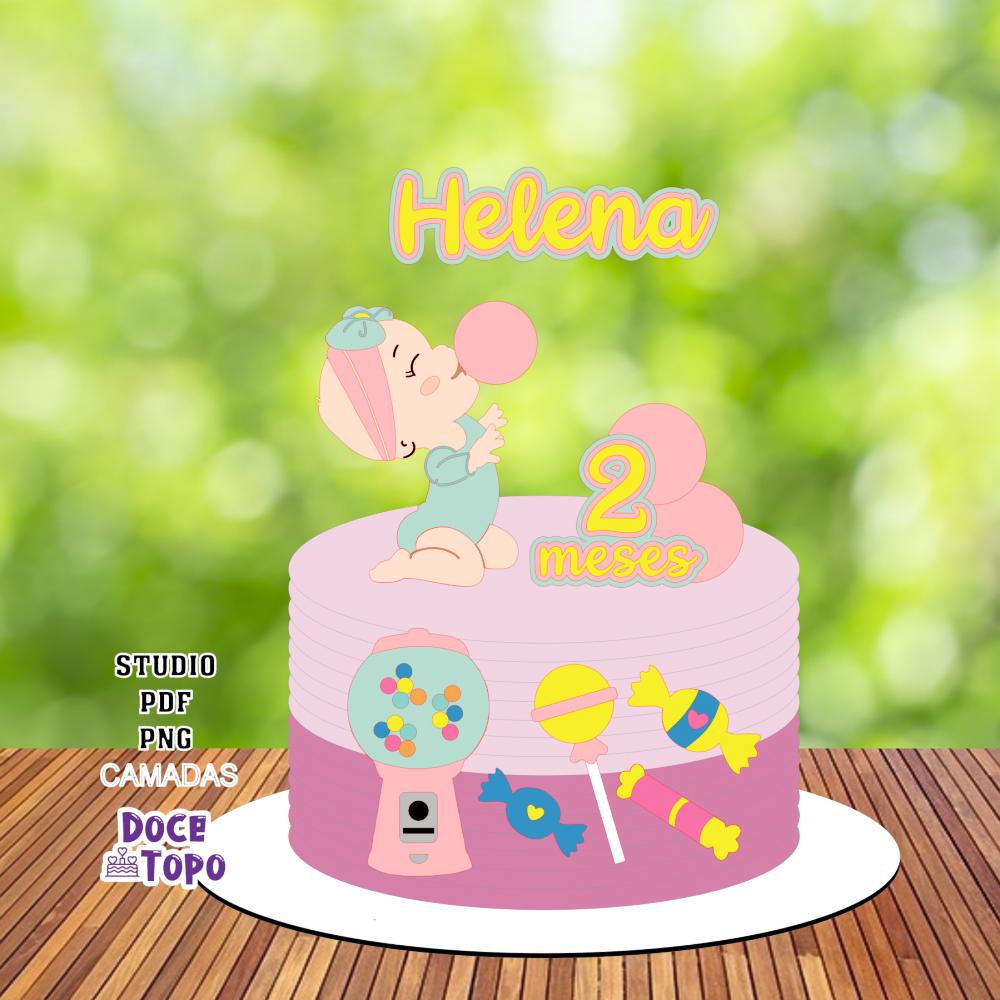 Topo de Bolo Bebê Chiclete Studio/PDF/PNG