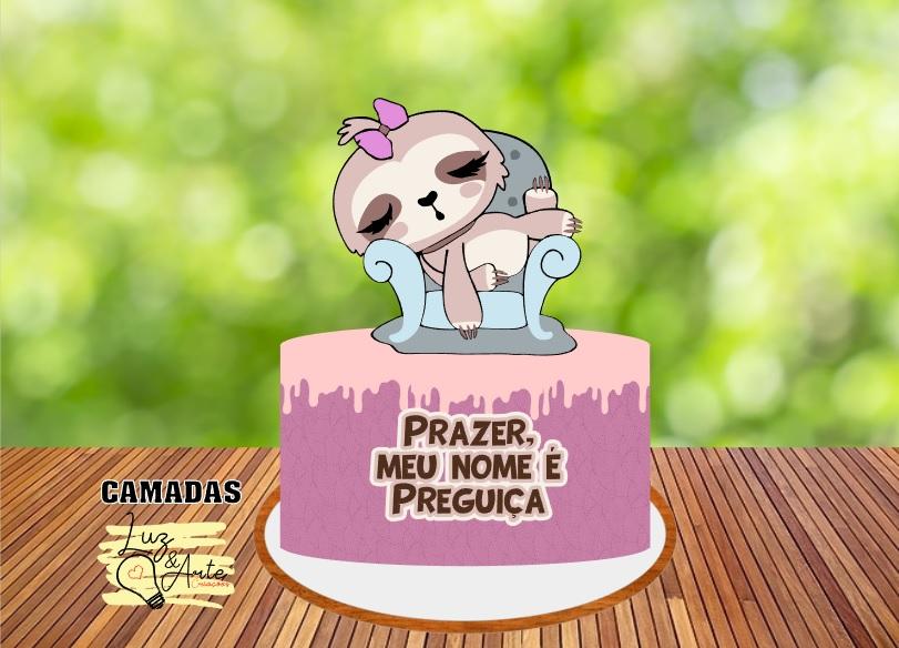 Topo de Bolo Bicho Preguiça 05 Studio/PDF