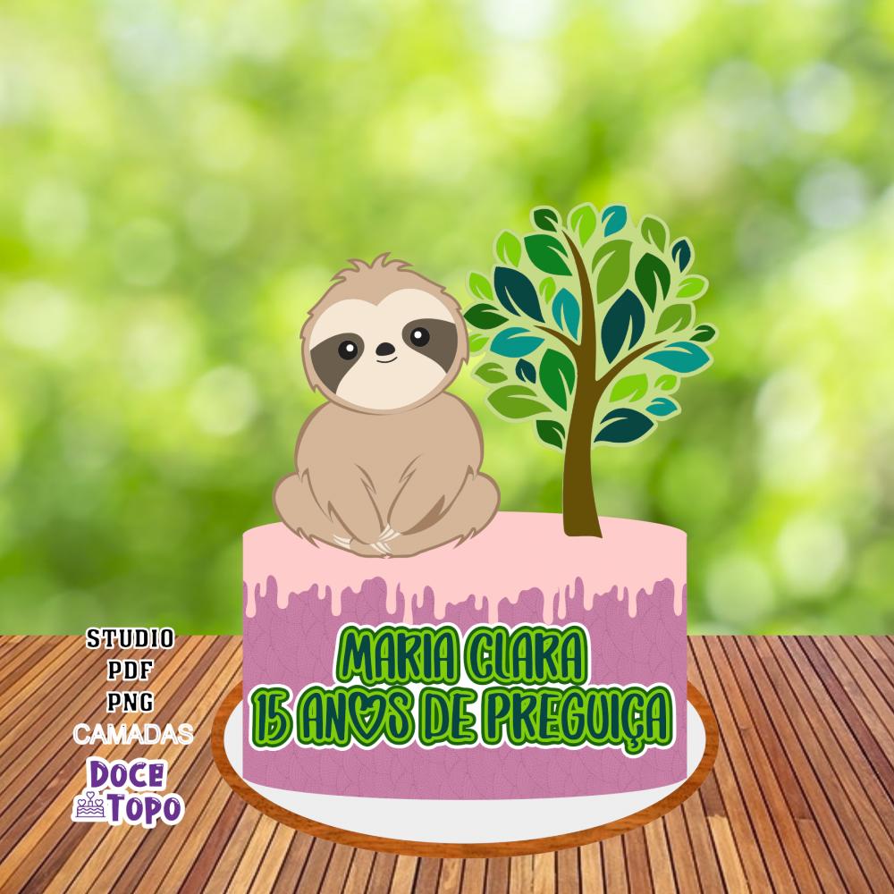 Topo de Bolo Bicho Preguiça 06 Studio/PDF/PNG