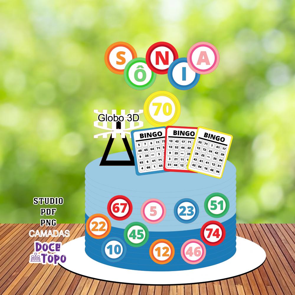 Topo de Bolo Bingo Studio/PDF/PNG