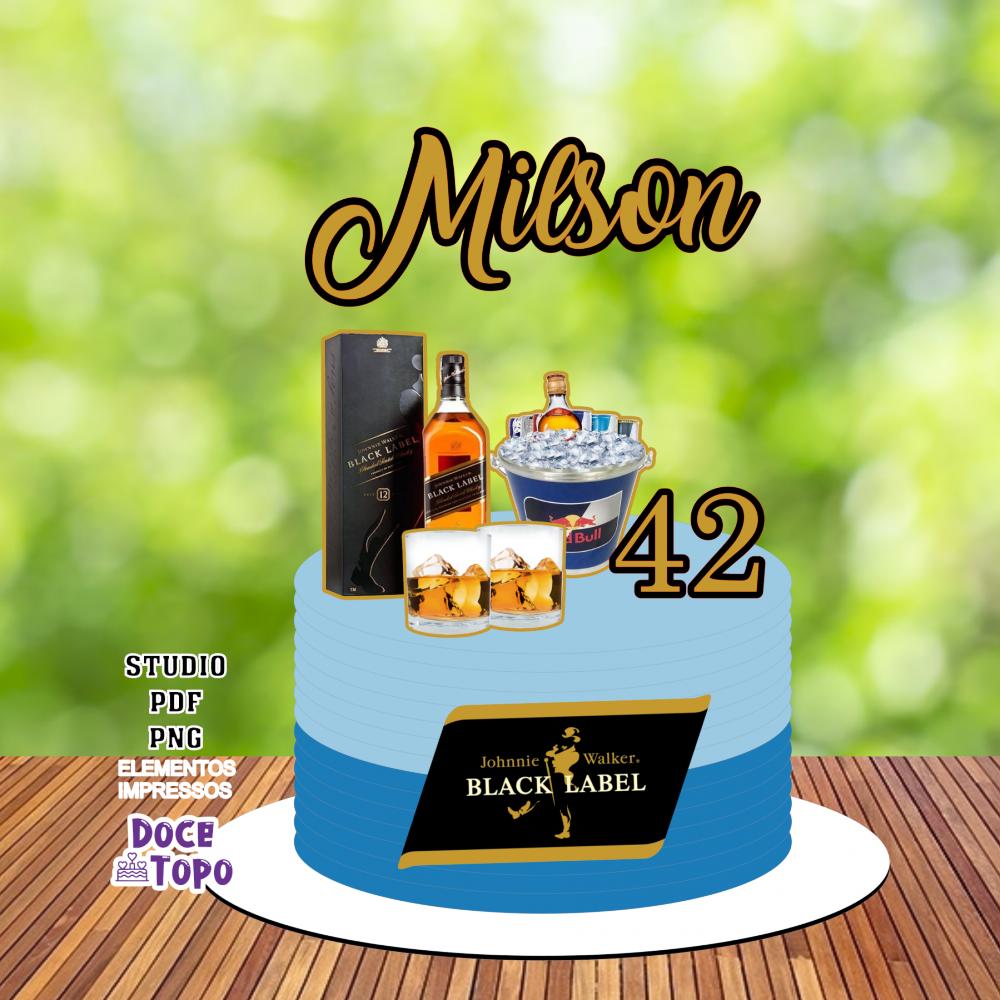 Topo de Bolo Black Label Studio/PDF/PNG