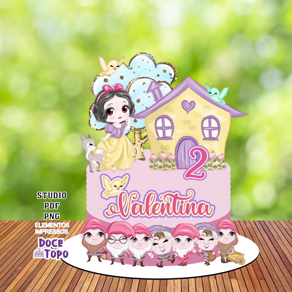 Topo de Bolo Branca de Neve 16 Studio/PDF/PNG