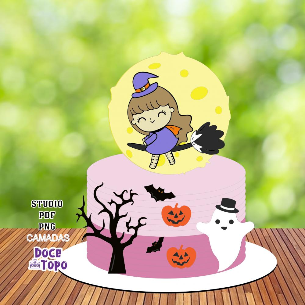 Topo de Bolo Bruxinha 01 Studio/PDF/PNG