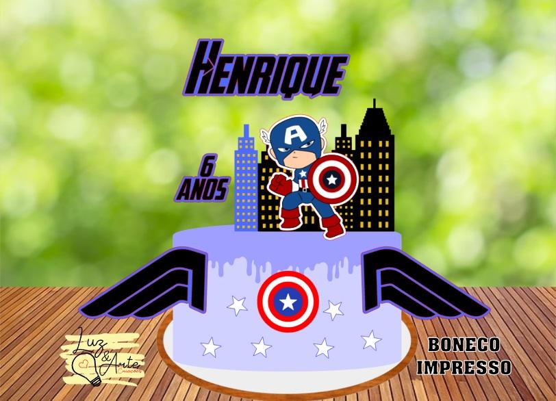 Topo de Bolo Capitão América 02 Studio/PDF