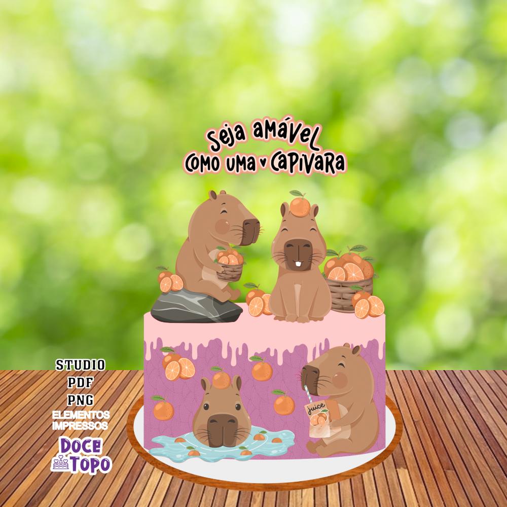 Topo de Bolo Capivara 01 Studio/PDF/PNG