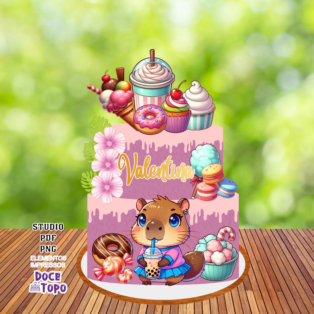 Topo de Bolo Capivara Confeitaria Studio/PDF/PNG