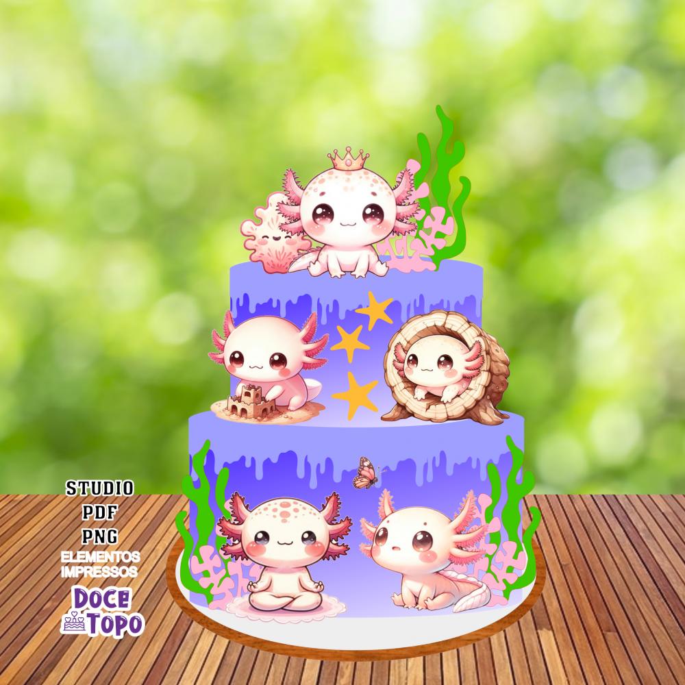 Topo de Bolo Axolote 01 Studio/PDF/PNG
