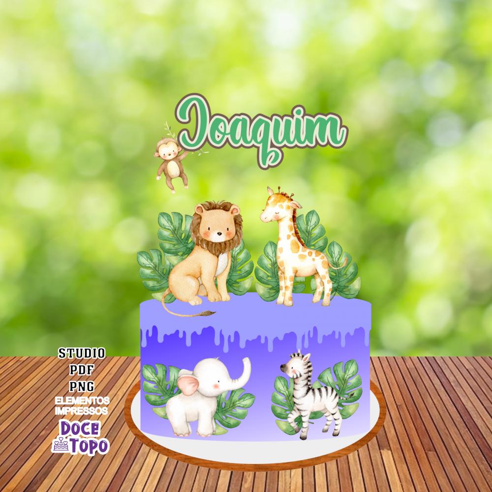 Topo de Bolo Safari 03 Studio/PDF/PNG