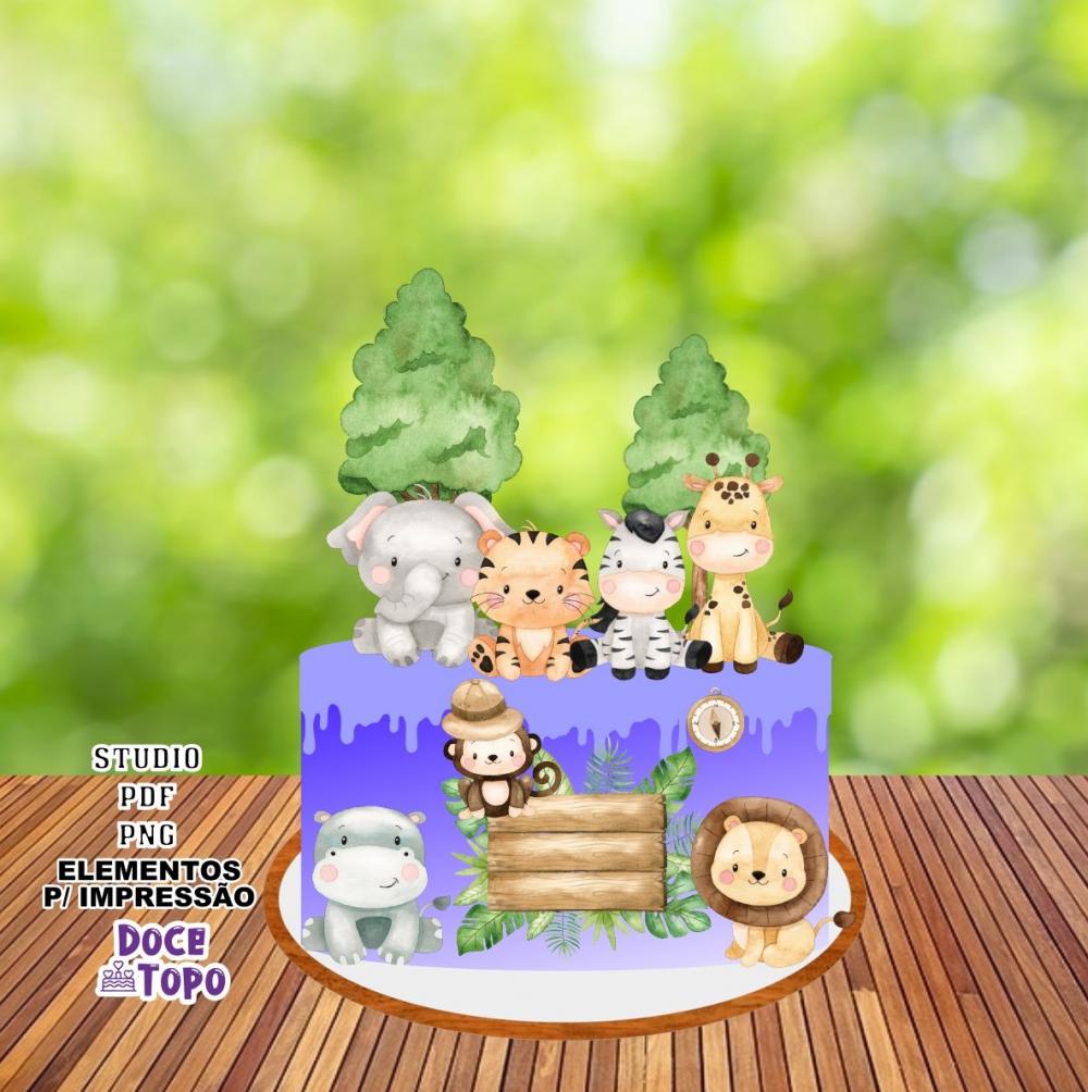 Topo de Bolo Safari 05 Studio/PDF/PNG