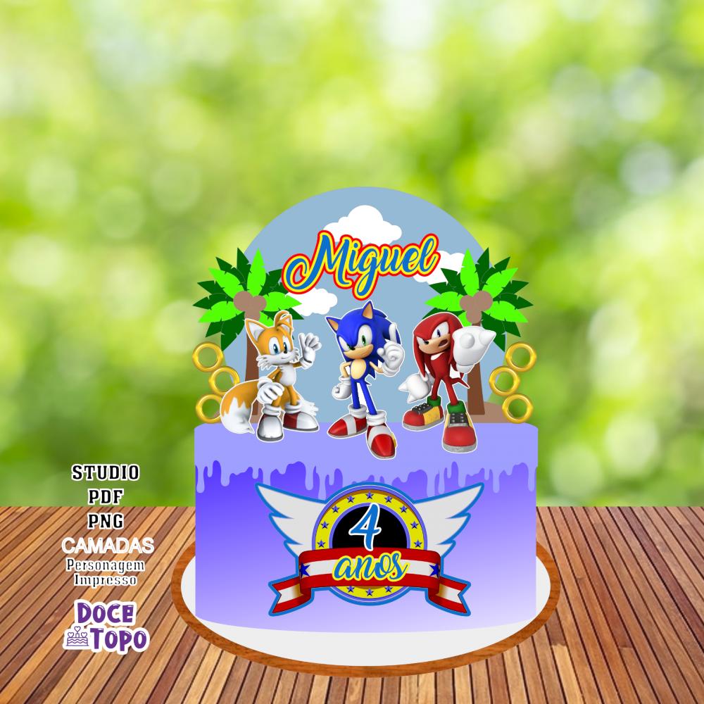 Topo de Bolo Sonic 01 Studio/PDF/PNG