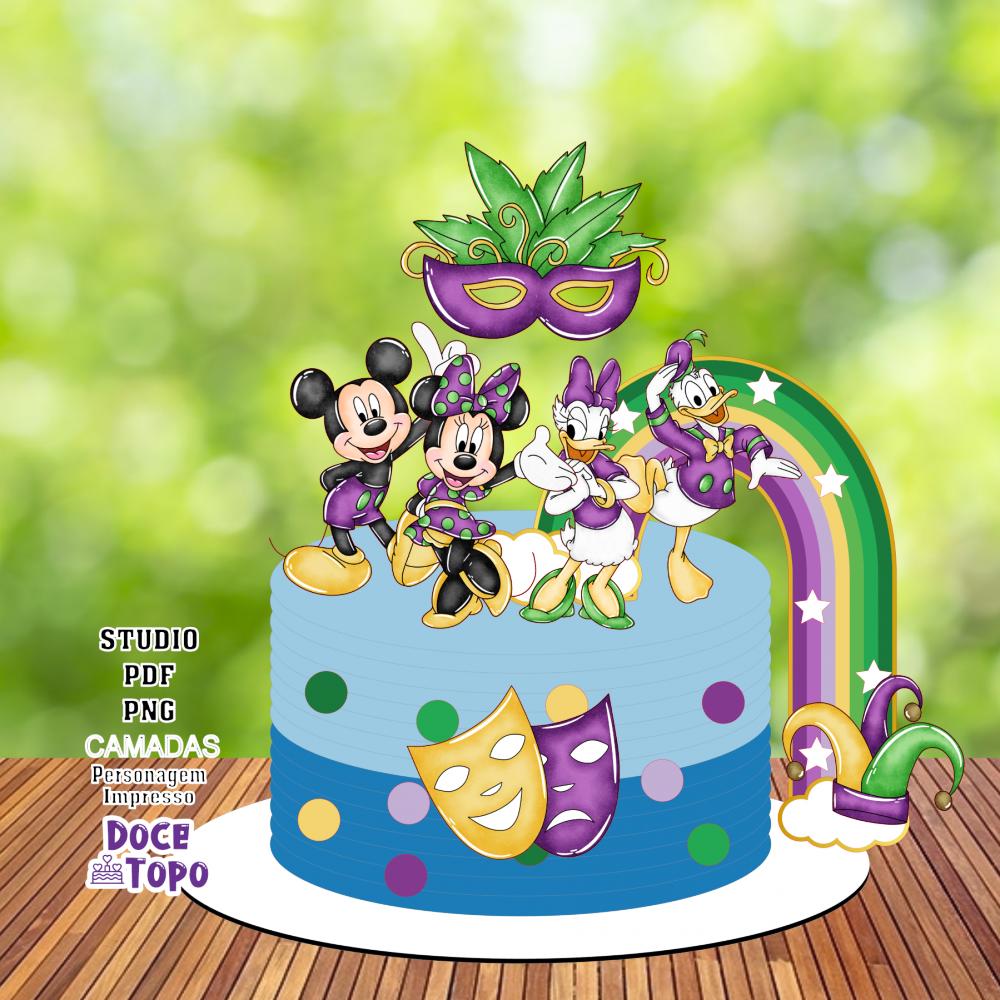 Topo de Bolo Carnaval do Mickey 01 Studio/PDF/PNG