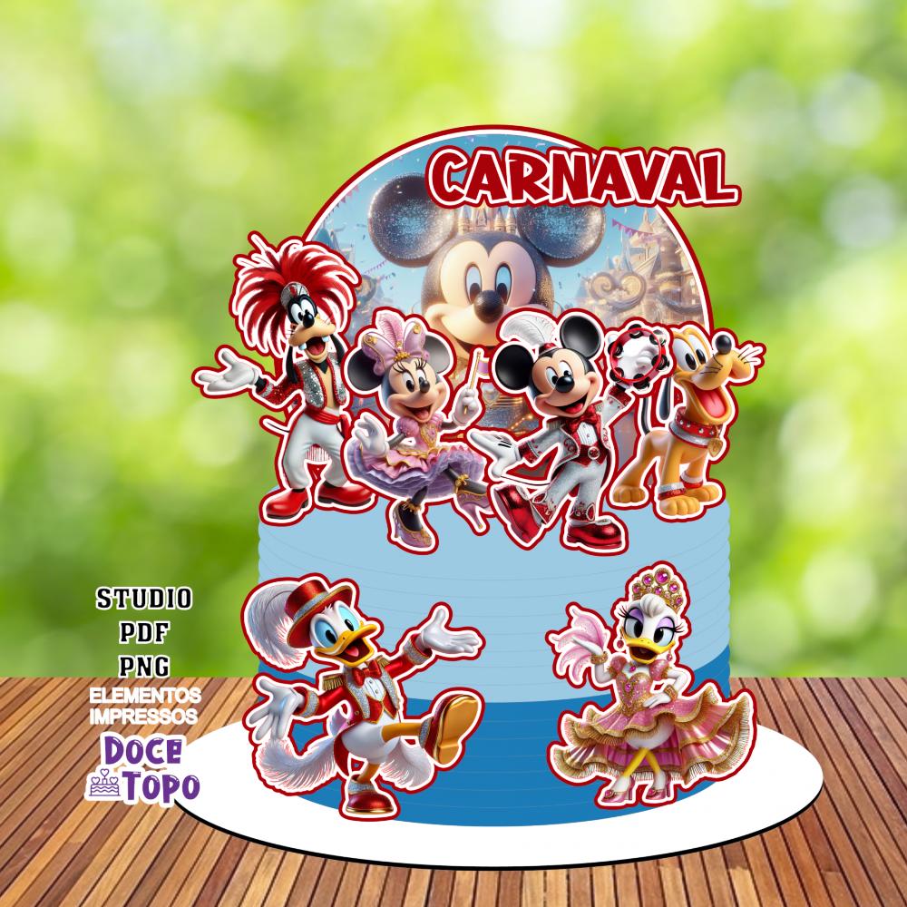 Topo de Bolo Carnaval do Mickey 02 Studio/PDF/PNG