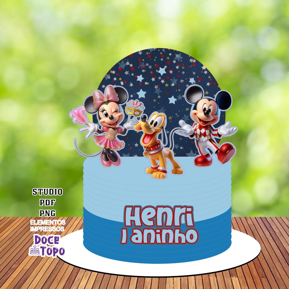Topo de Bolo Carnaval do Mickey 03 Studio/PDF/PNG