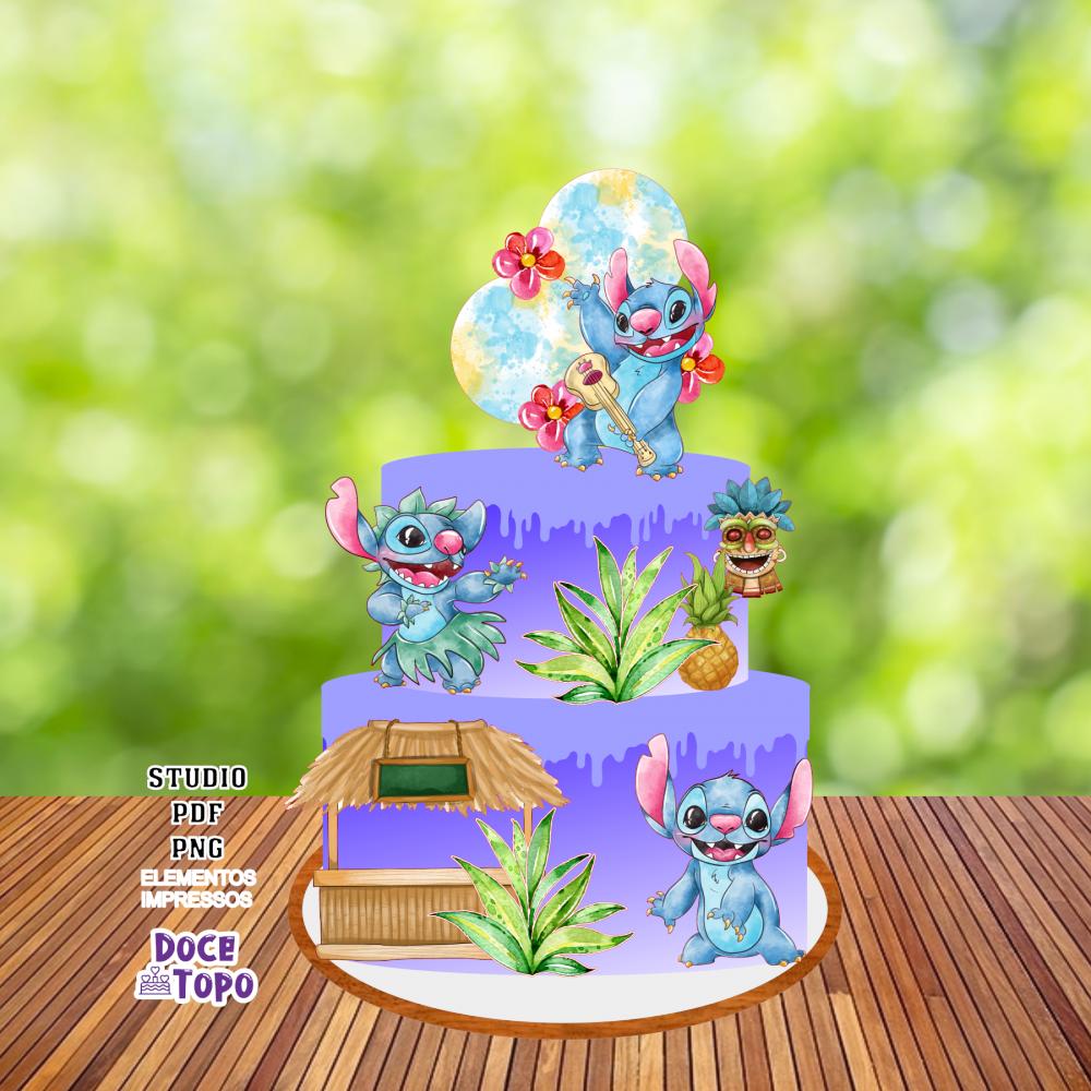 Topo de Bolo Stitch 01 Studio/PDF/PNG