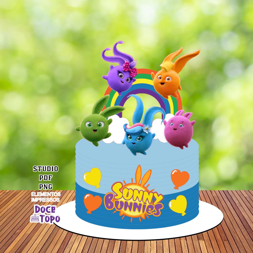 Topo de Bolo Sunny Bunnies 02 Studio/PDF/PNG