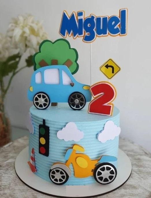 Topo de Bolo Carrinho e Moto Studio/PDF/PNG