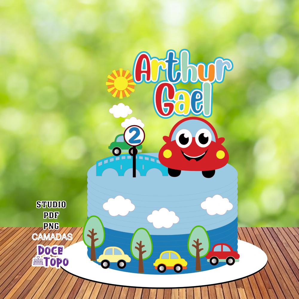 Topo de Bolo Carrinhos 04 Studio/PDF/PNG