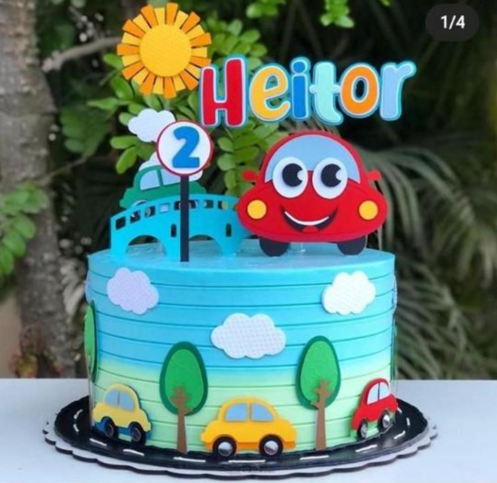 Topo de Bolo Carrinhos 04 Studio/PDF/PNG