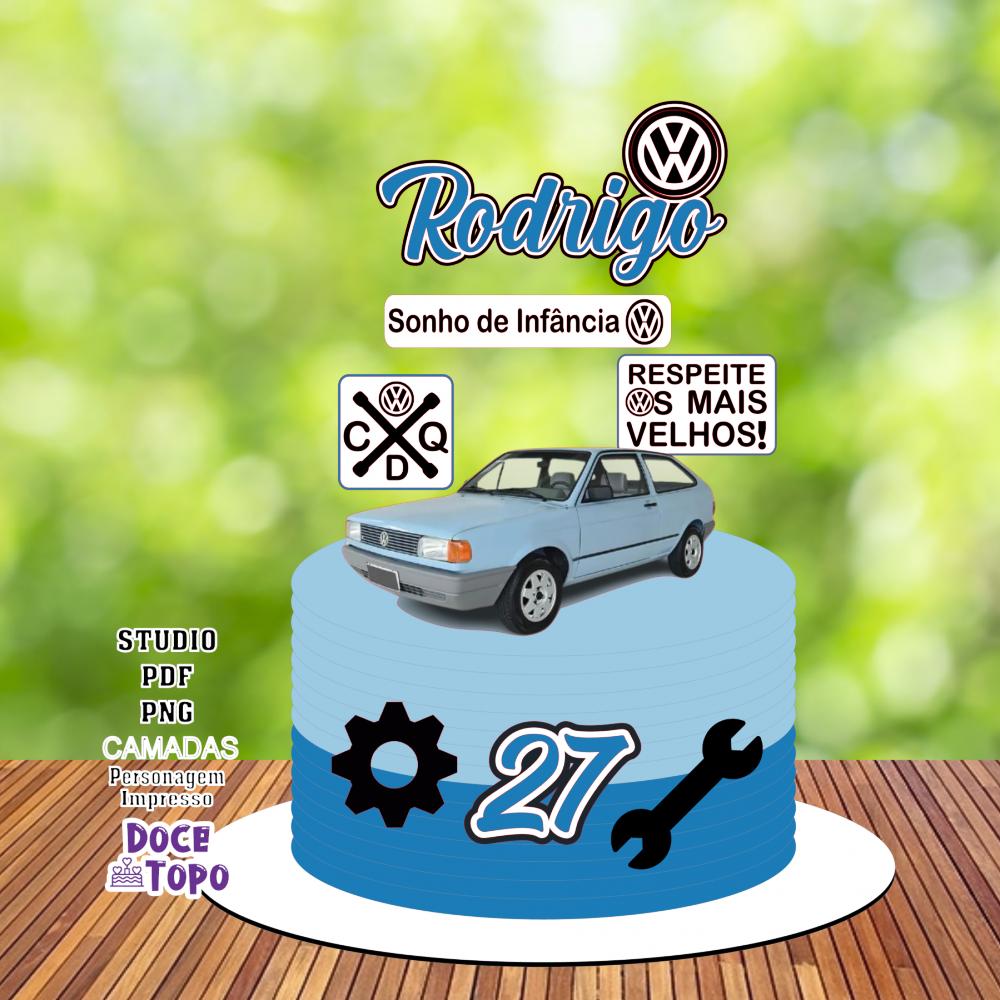 Topo de Bolo Carro Gol Studio/PDF/PNG