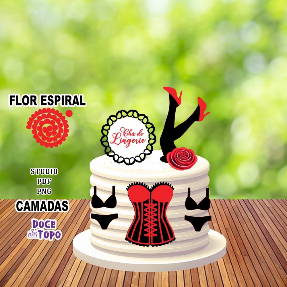 Topo de Bolo Chá de Lingerie Studio/PDF/PNG