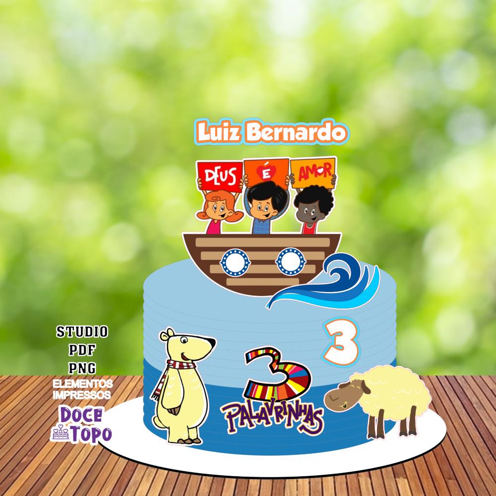 Topo de Bolo 3 Palavrinhas 03 Studio/PDF/PNG