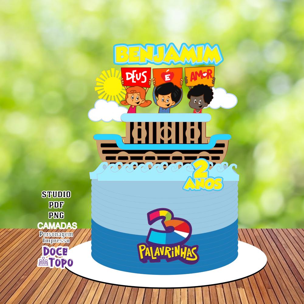 Topo de Bolo 3 Palavrinhas 04 Studio/PDF/PNG