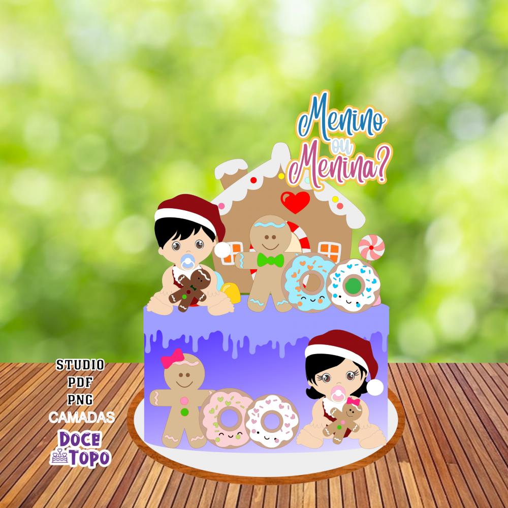 Topo de Bolo Chá Revelação - Casa de Doces Studio/PDF/PNG