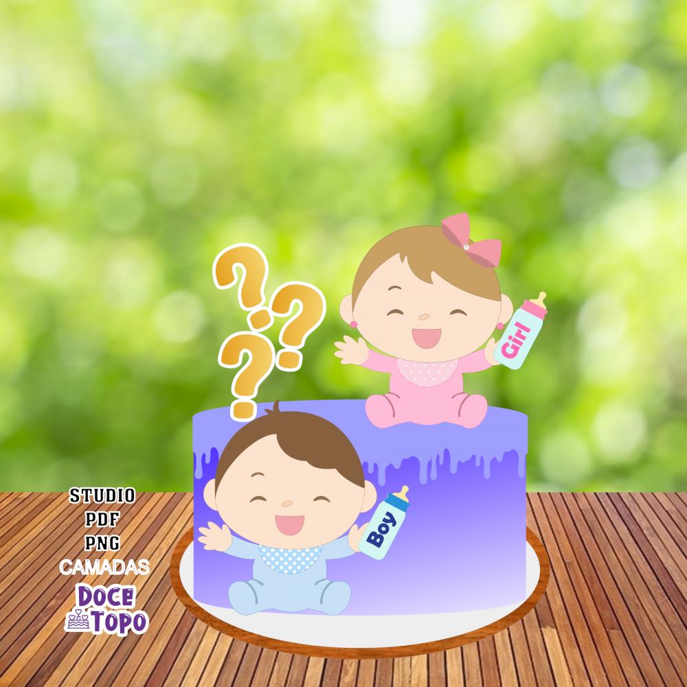 Topo de Bolo Chá Revelação 10 Studio/PDF/PNG