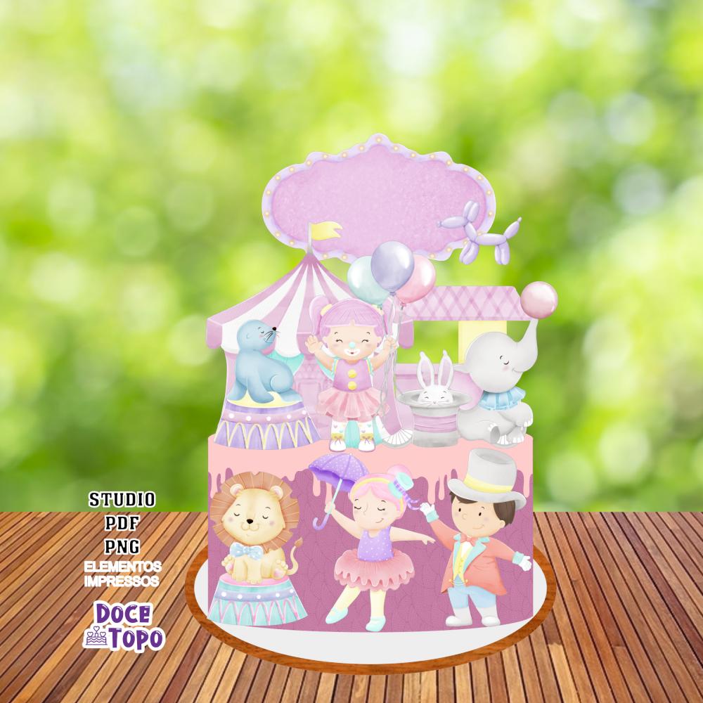 Topo de Bolo Circo 06 Studio/PDF/PNG