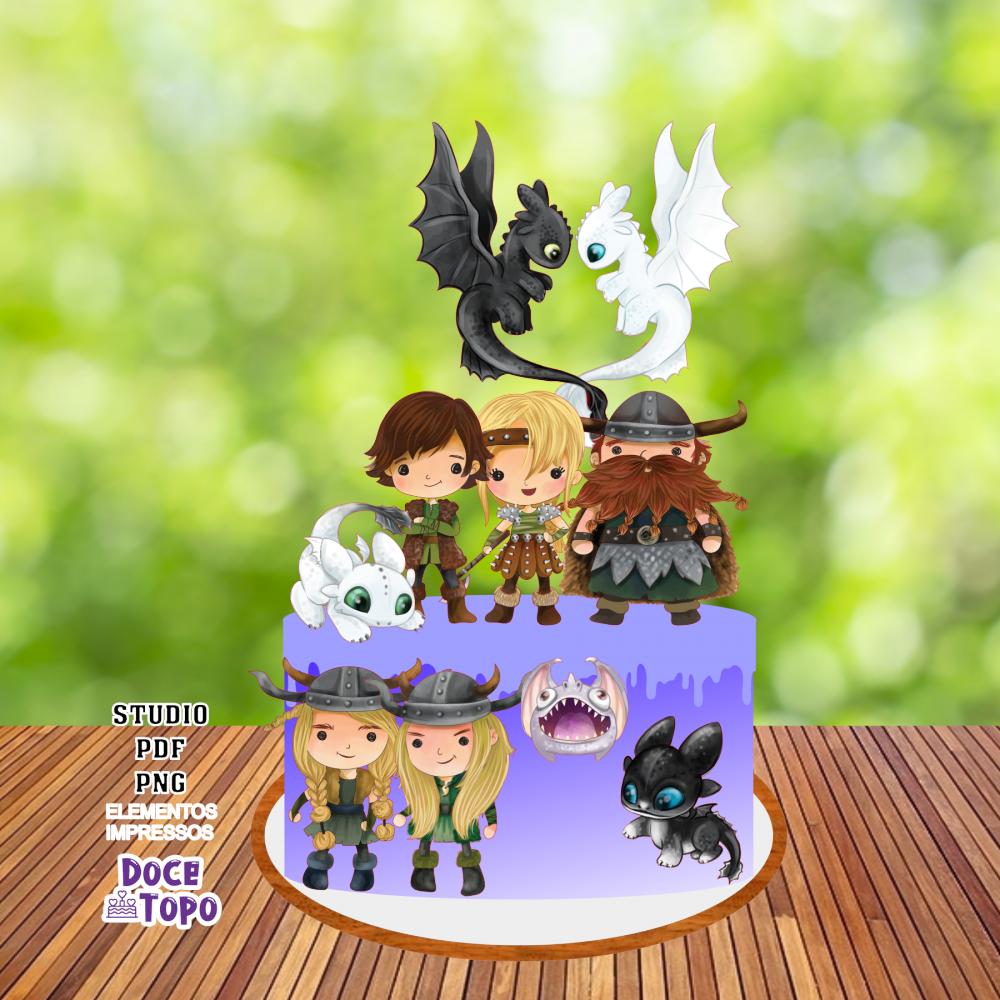 Topo de Bolo Como Treinar o seu Dragão 02 Studio/PDF/PNG