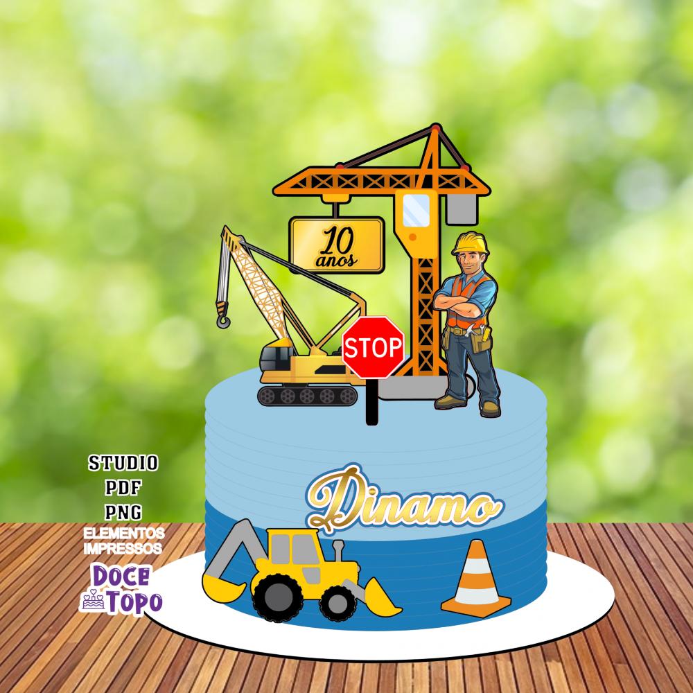 Topo de Bolo Construtor 02 Studio/PDF/PNG