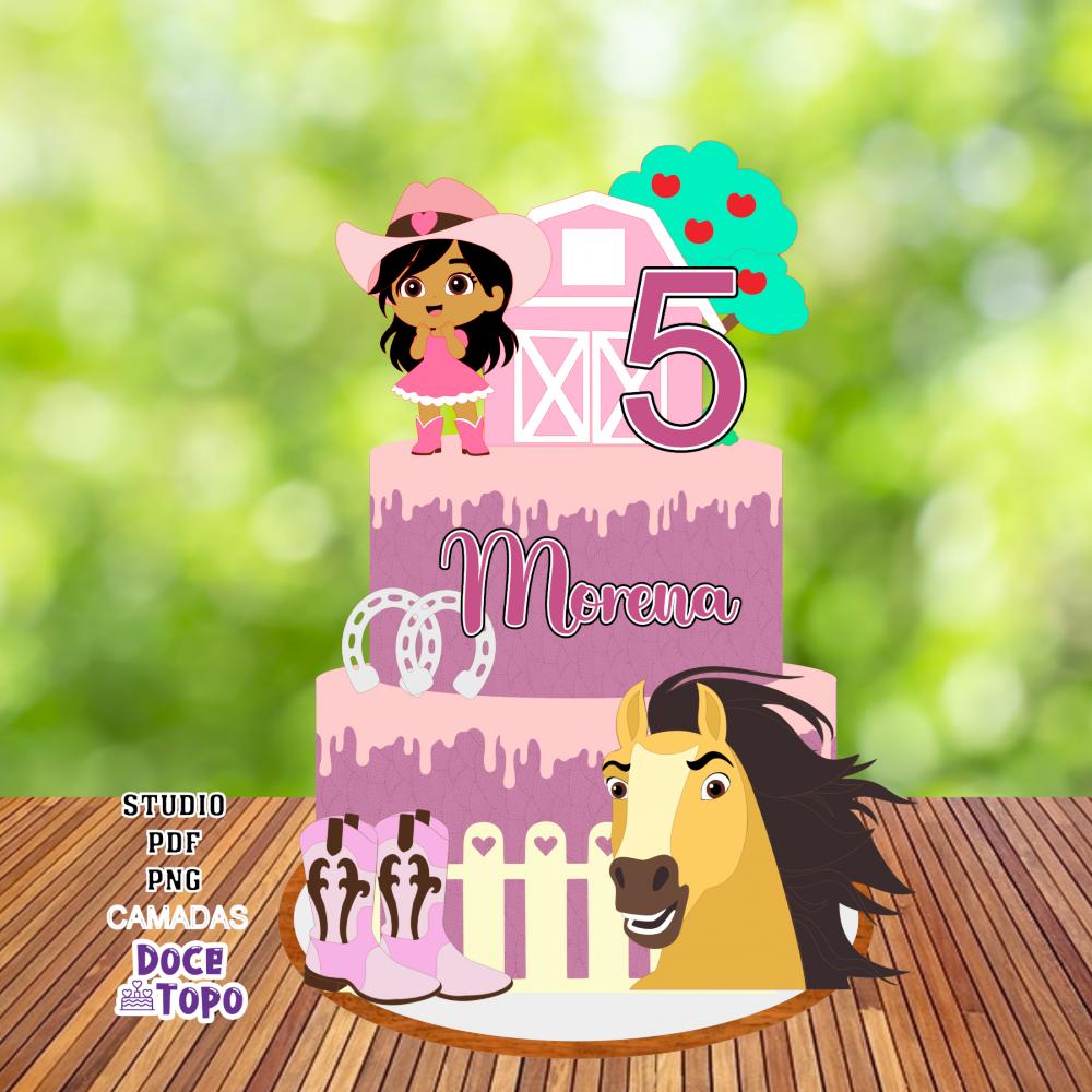 Topo de Bolo Cowgirl 06 Studio/PDF/PNG