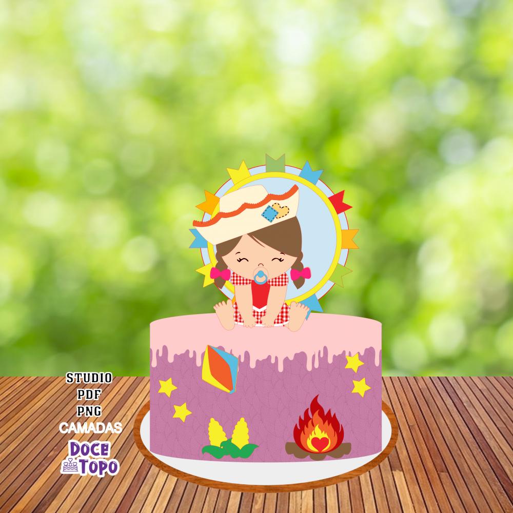 Topo de Bolo Baby Festa Junina 01 Studio/PDF/PNG