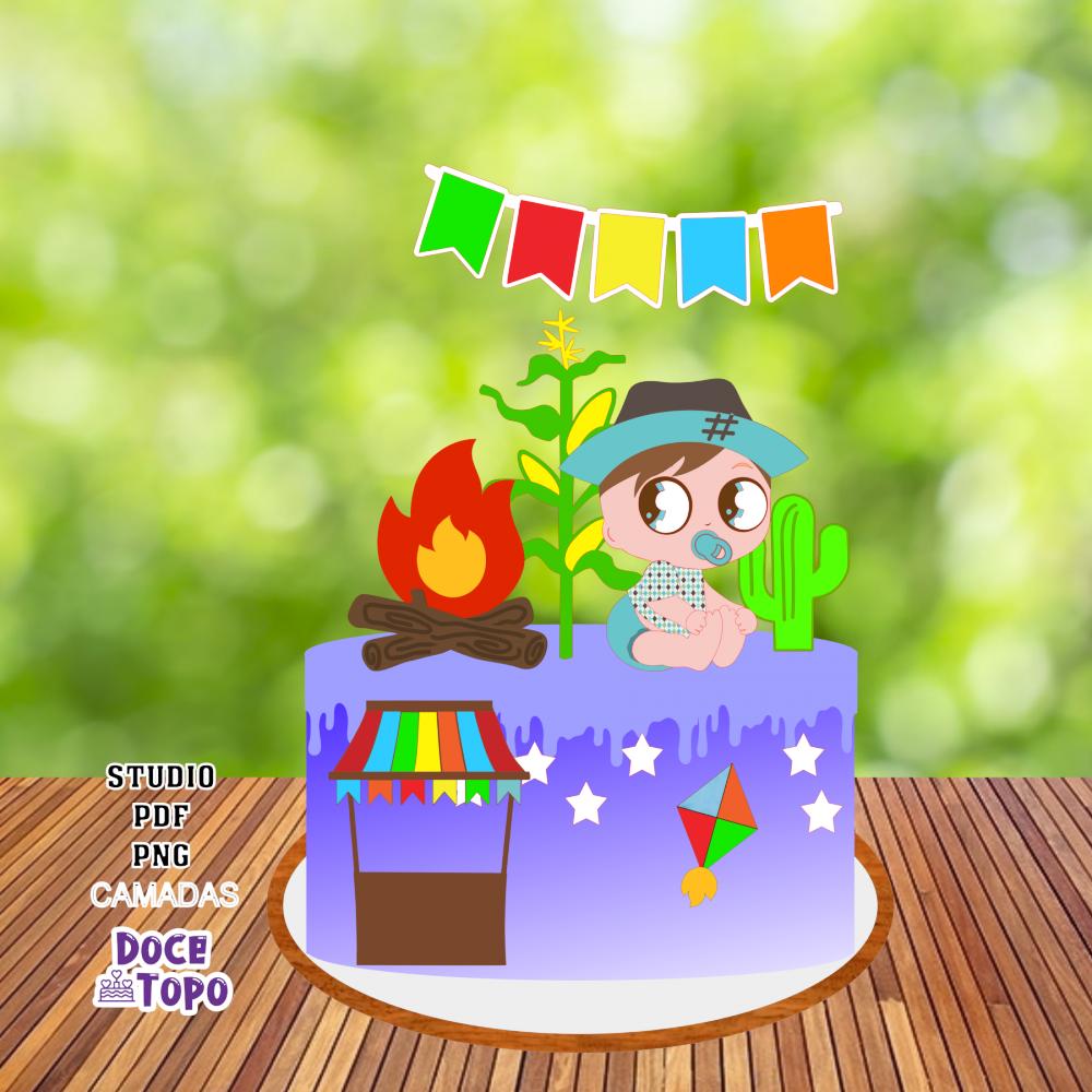 Topo de Bolo Baby Festa Junina 07 Studio/PDF/PNG