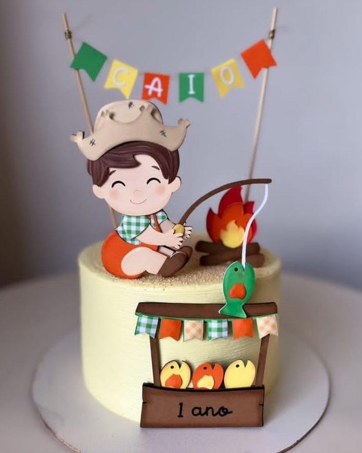 Topo de Bolo Baby Festa Junina Pescaria 01 Studio/PDF/PNG