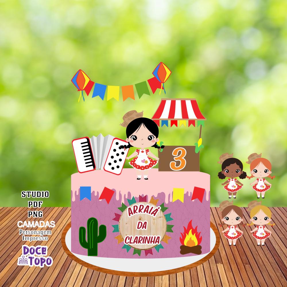 Topo de Bolo Festa Junina 10 Studio/PDF/PNG
