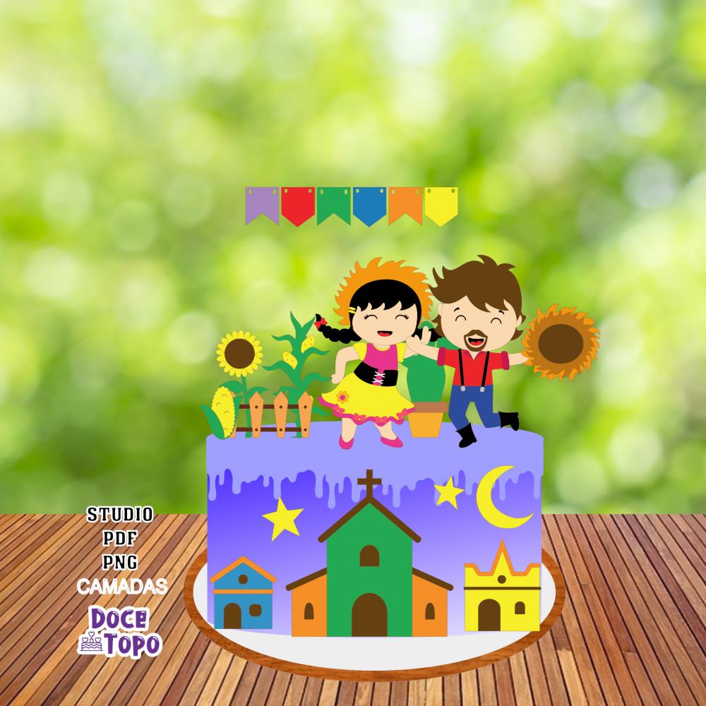 Topo de Bolo Festa Junina 19 Studio/PDF/PNG