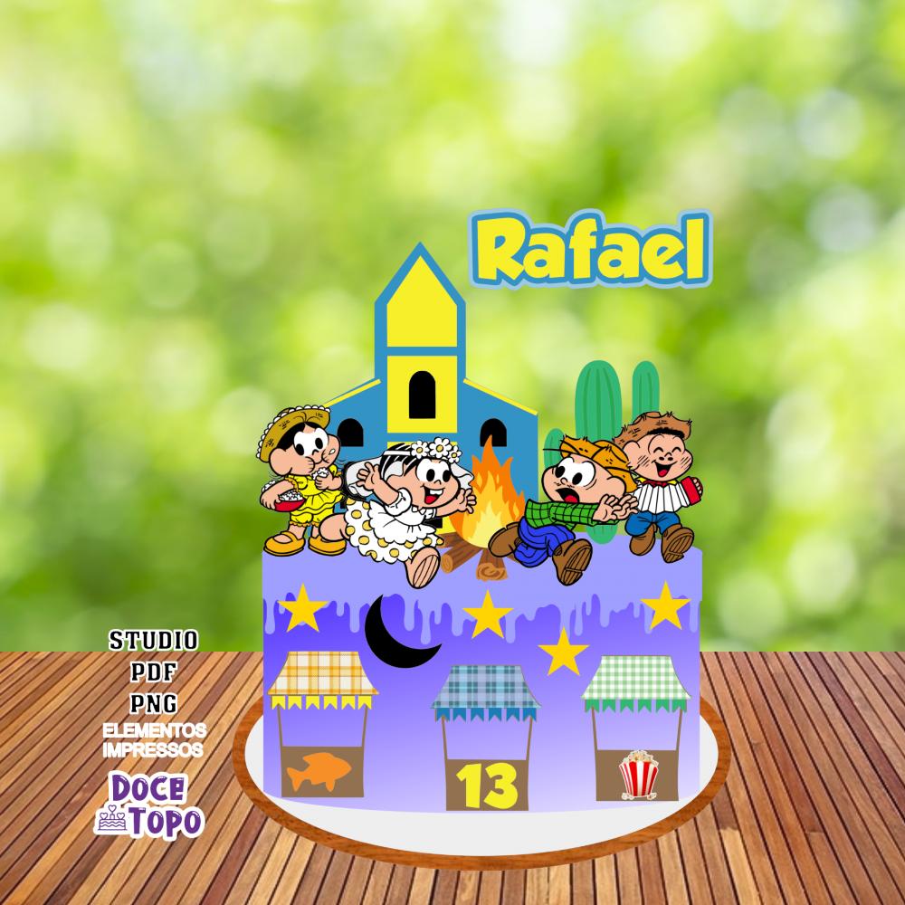 Topo de Bolo Festa Junina Turma da Mônica 01 Studio/PDF/PNG