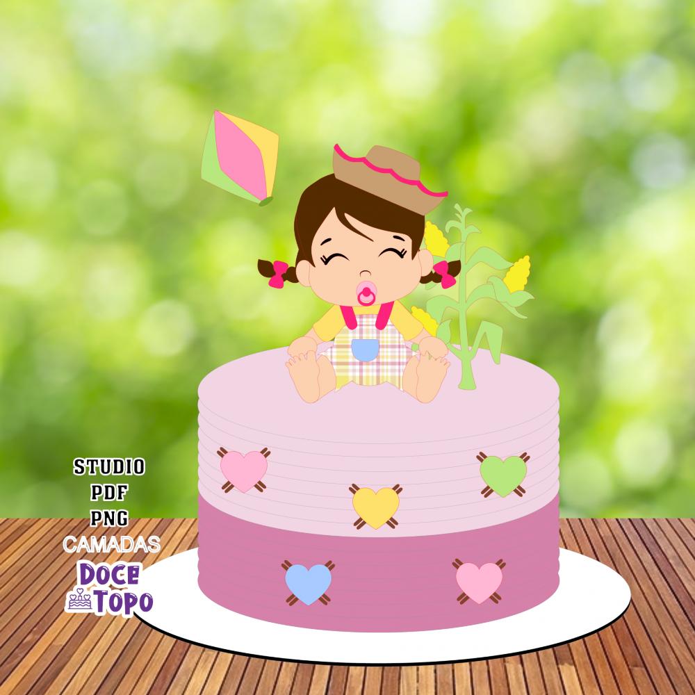 Topo de Bolo Baby Festa Junina 04 Studio/PDF/PNG