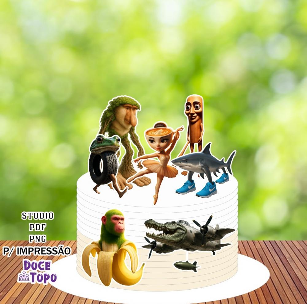 Topo de Bolo Brainrot Studio/PDF/PNG