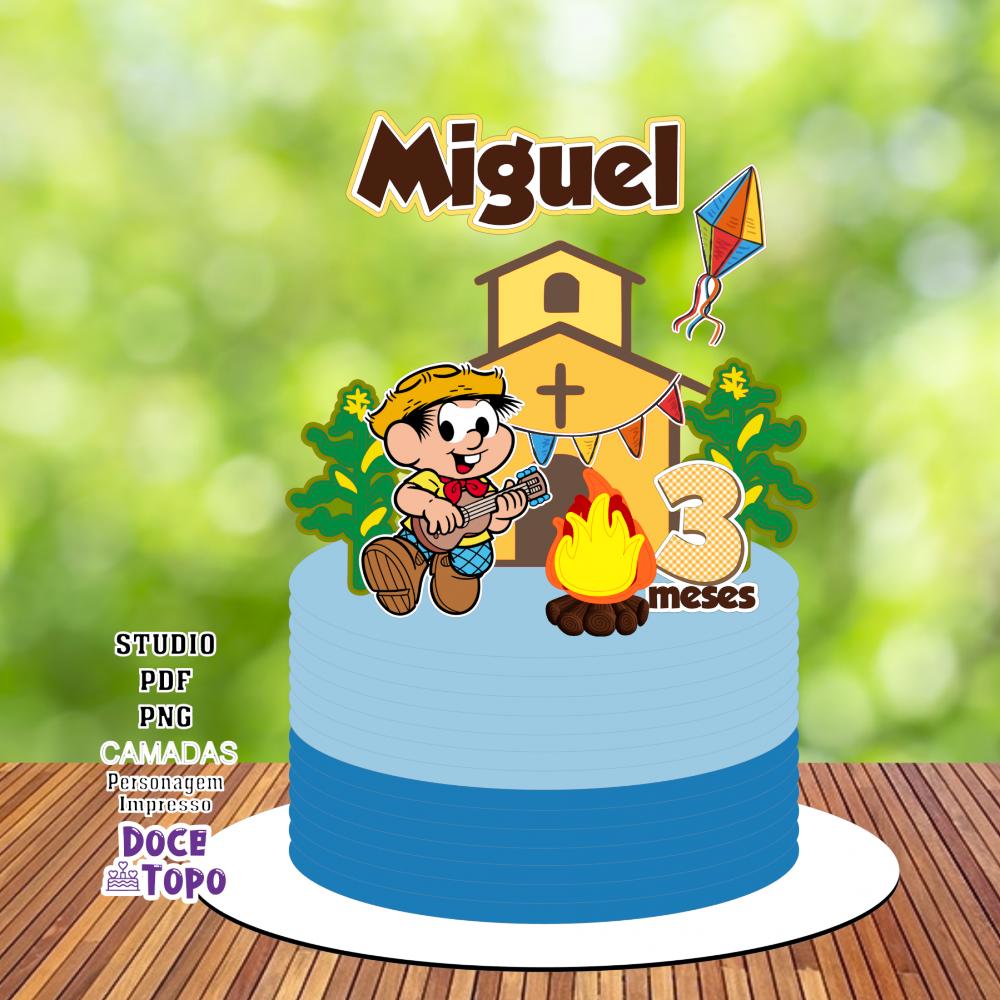 Topo de Bolo Festa Junina - Chico Bento 01 Studio/PDF/PNG