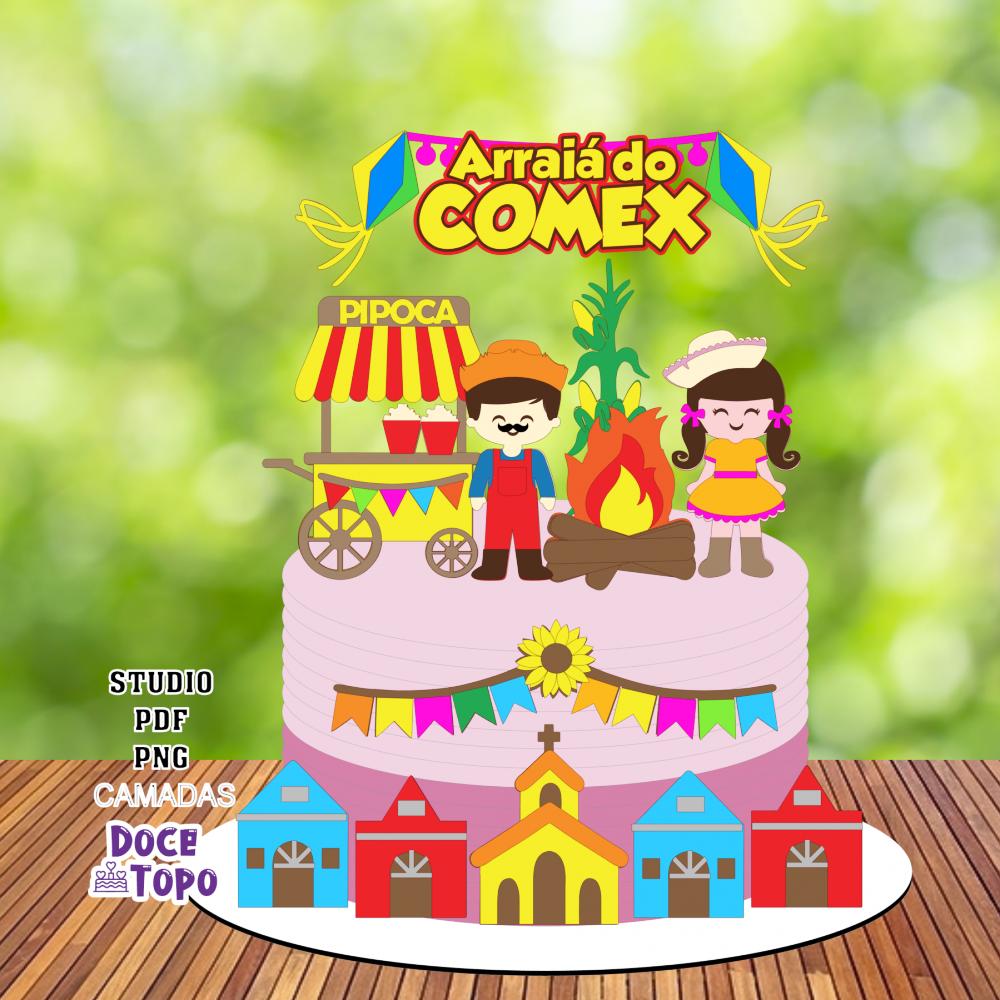 Topo de Bolo Festa Junina 07 Studio/PDF/PNG