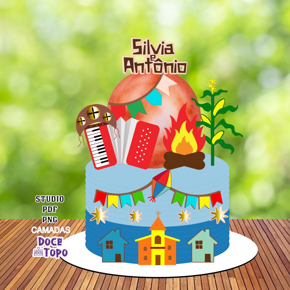 Topo de Bolo Festa Junina 11 Studio/PDF/PNG